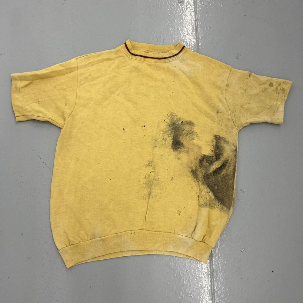 Vintage 60s Yellow Distressed Blank Short Sleeve Sweatshirt